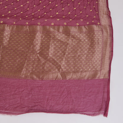 Dusty Purple Chanderi Brocade Jaal Suit with Bandhej Dupatta