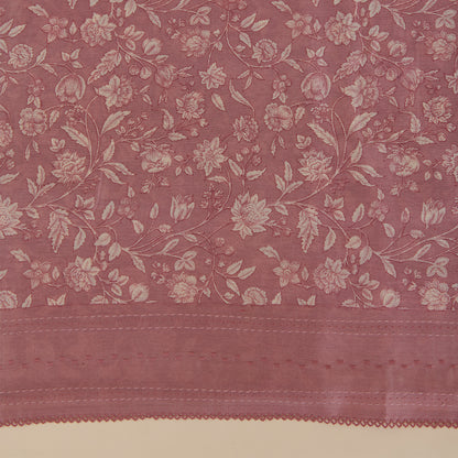 Dusty Brown Chanderi Silk Katha Stitch Embroidered Kurta Set