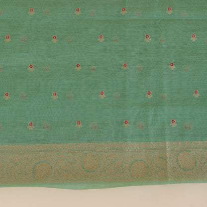 Dusty Green Chanderi Woven Zari Buti Kurta Set