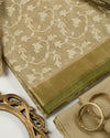 Dusty Green Chanderi Woven Suit Set with Rangkath Dupatta