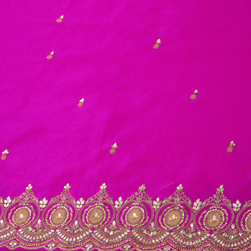 Fuschia Pink Chiniya Silk Kurta with Gota & Dori Work