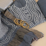 Grey Chanderi Bandhej Suit with Woven Border Dupatta