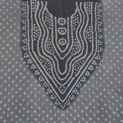 Grey Chanderi Bandhej Suit with Woven Border Dupatta