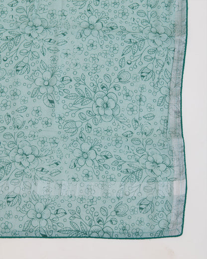Green Linen Kurta Suit with Applique & Thread Work by Vandana