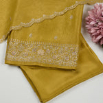 Lime Green Crush Tissue Kurta with zardozi, sequence and french knot work in daman