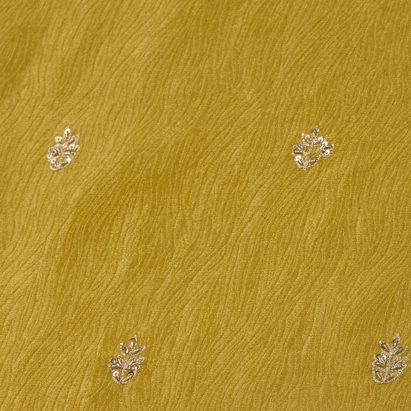 Gold fabric with small leaf patterns