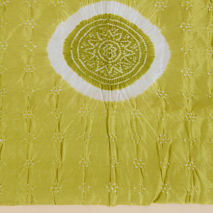 Lime Green Chanderi Bandhej Kurta Set with Dupatta