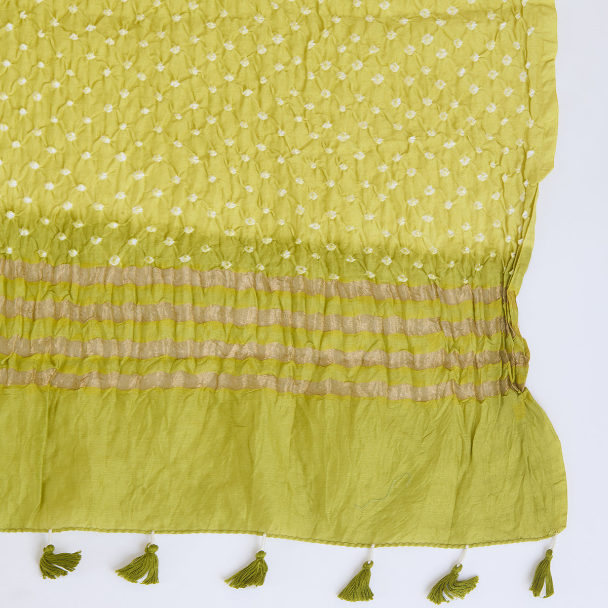 Lime Green Chanderi Bandhej Kurta Set with Dupatta