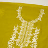 Mehendi Green Chanderi Kurta Set With Thread Embroidery In Neck