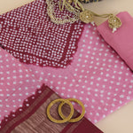 Maroon Pink Chanderi Bandhej Kurta