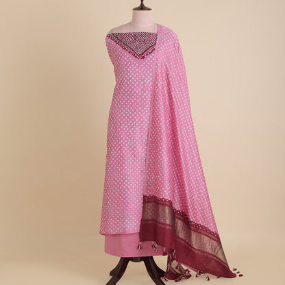 Maroon Pink Chanderi Bandhej Kurta