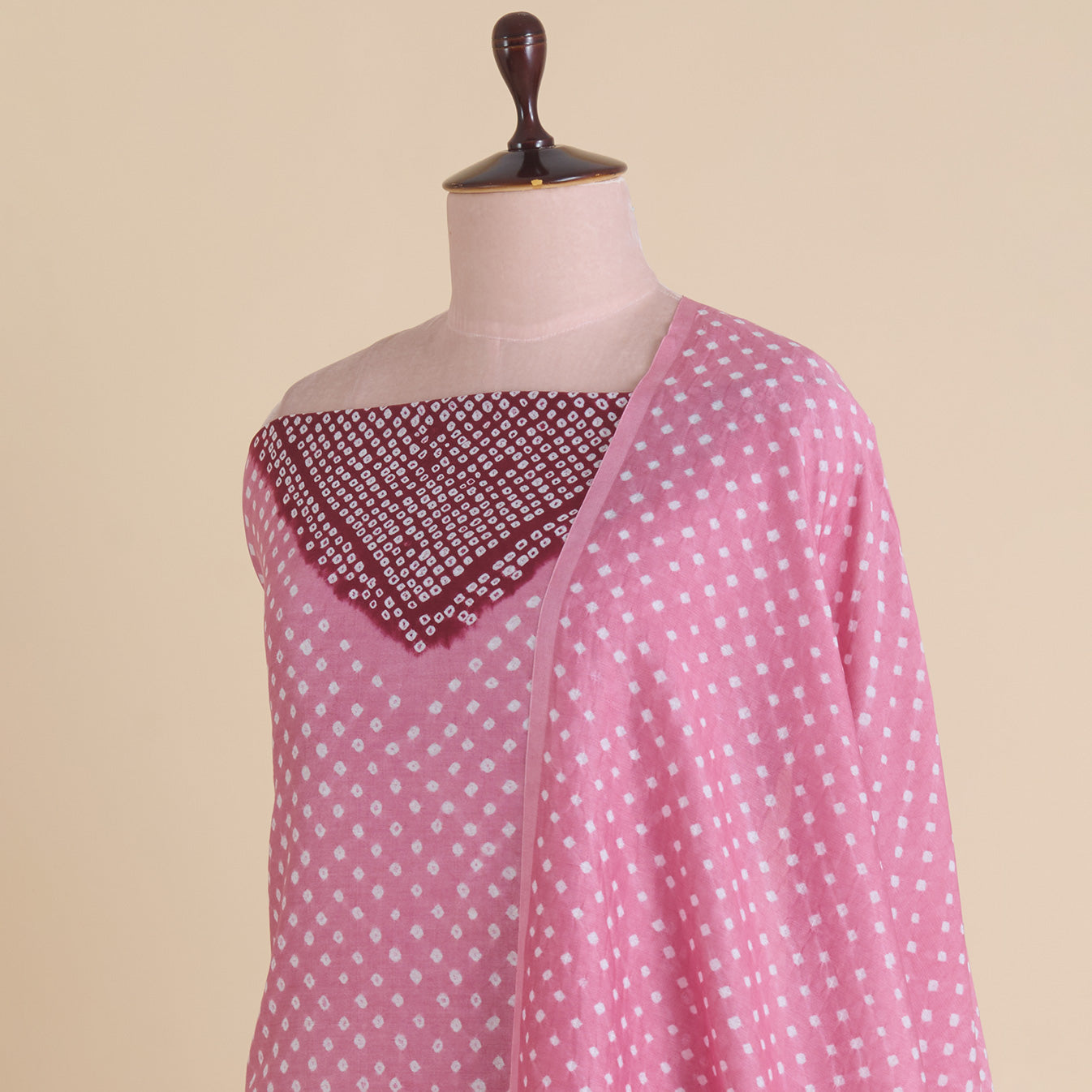 Maroon Pink Chanderi Bandhej Kurta