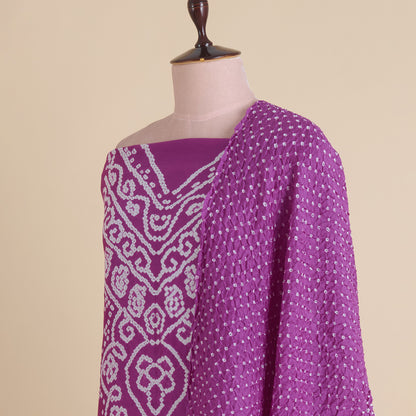 Magenta Pink Chanderi Bandhej Kurta with Woven Pallu Dupatta