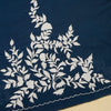 Navy Blue Chanderi Kurta Set With Applique Work