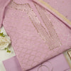 Lilac Chanderi Badla Neck Jaal Suit with Badla Dupatta