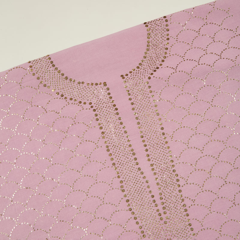 Lilac Chanderi Badla Neck Jaal Suit with Badla Dupatta