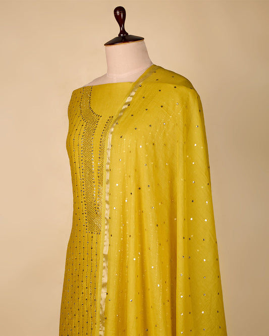 Mustard Chanderi Suit with Badla Work and Dupatta