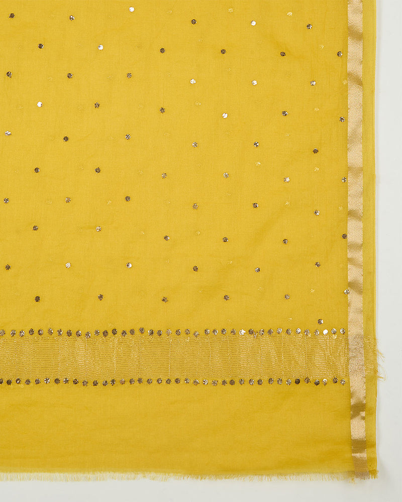 Mustard Chanderi Suit with Badla Work and Dupatta