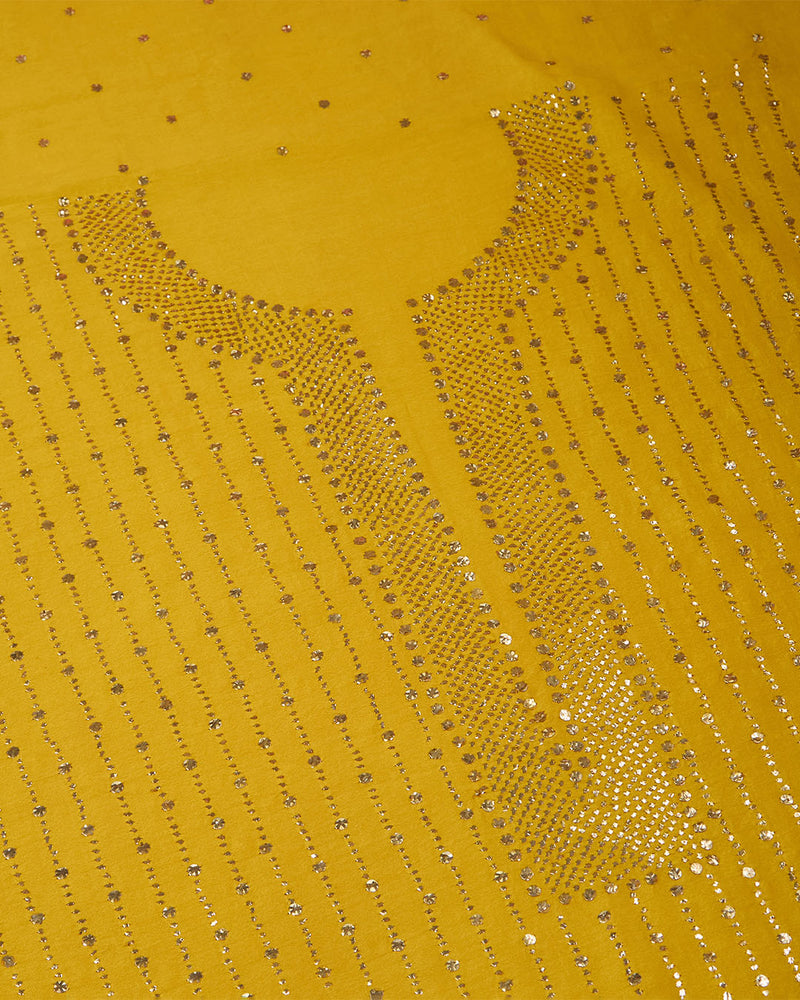 Mustard Chanderi Suit with Badla Work and Dupatta