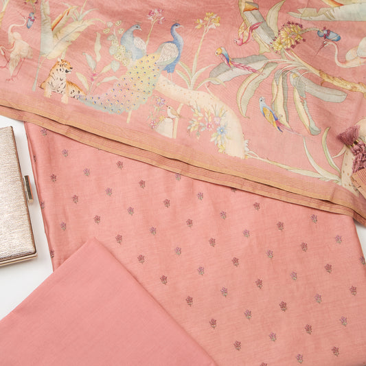 Onion Pink Chanderi Kurta Set