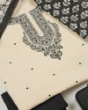 Off-White & Black Maheshwari Suit with Resham and Zari Embroidery