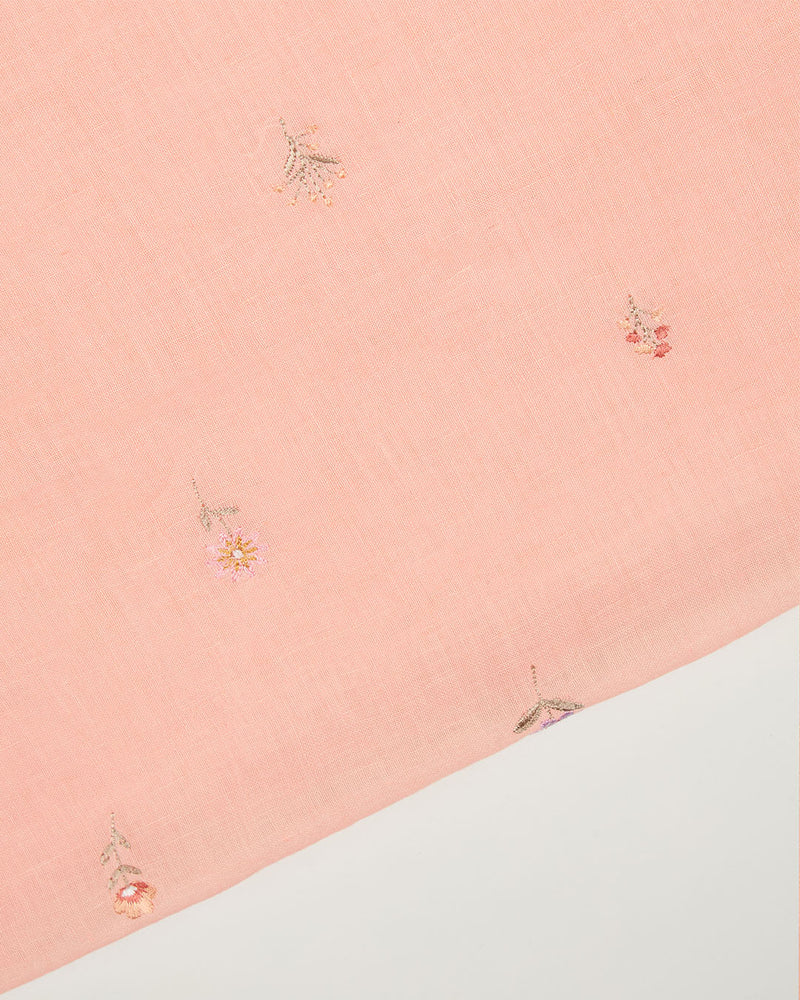 Peach Linen Suit with Resham Butti and Digital Printed Dupatta