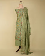 Pista Green Chanderi Kalamkari Printed Suit with Zari Dupatta