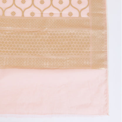 Peach Chanderi Printed Lurex Woven Kurta with Dupatta