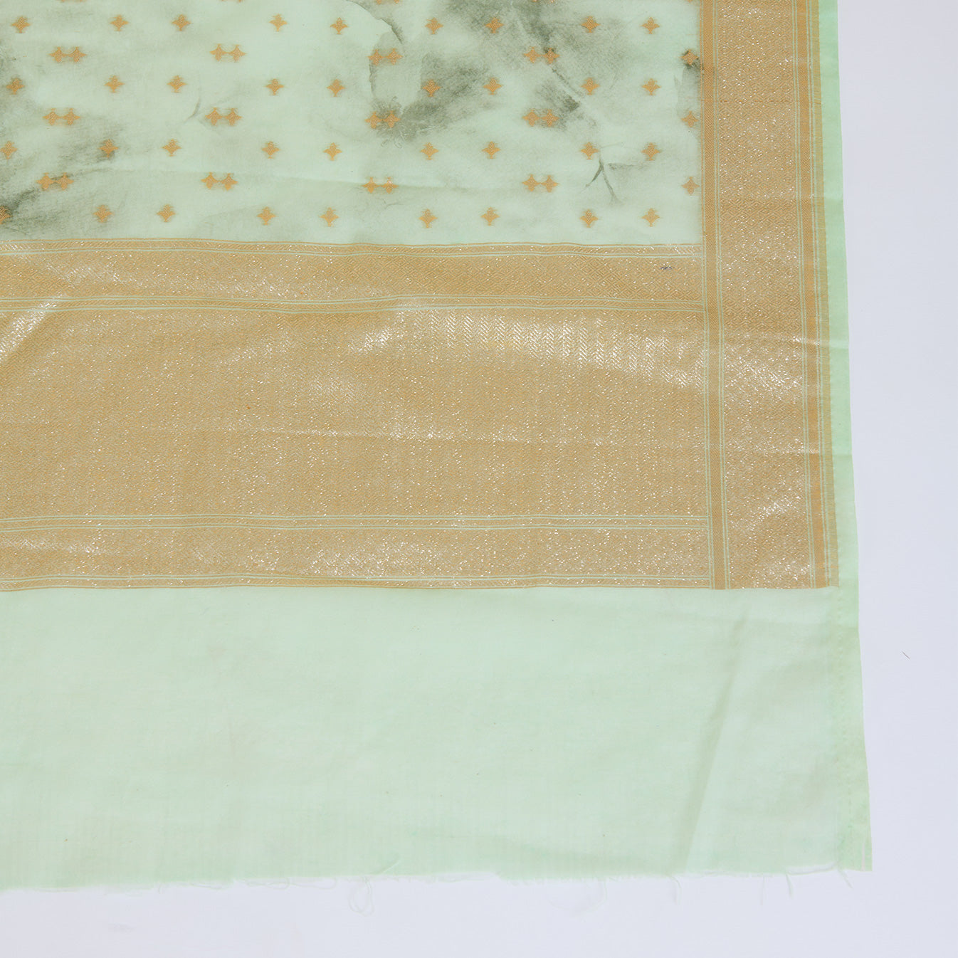 Pale Green Chanderi Printed Lurex Woven Kurta with Dupatta