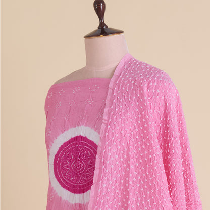 Pink Chanderi Bandhej Kurta Set with Dupatta