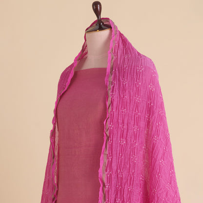 Pink Chanderi Tissue Suit with Bandhej Dupatta