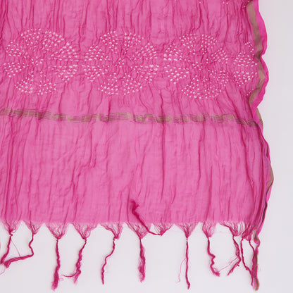 Pink Chanderi Tissue Suit with Bandhej Dupatta
