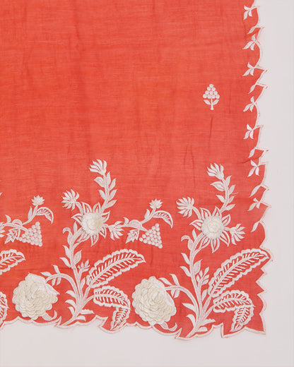 Red Mal Chanderi Kurta with Resham Embroidery & Matching Dupatta by Vandana