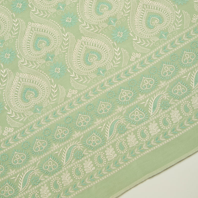 Sea Green Chanderi Resham Embroidered Suit with Dupatta