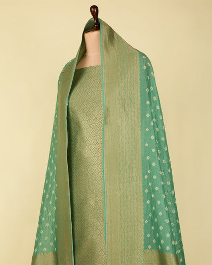 Sea Green Chanderi Woven Suit with Bandhej Dupatta