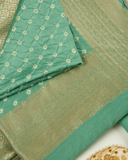 Sea Green Chanderi Woven Suit with Bandhej Dupatta