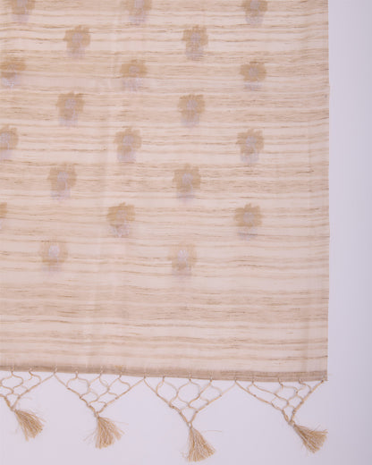 Tussar Chanderi Woven Suit with Zardosi, Sequin & Pearl Embroidery