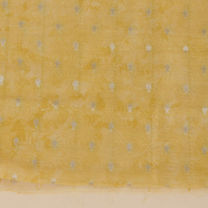 Yellow Chanderi Woven Kantha Embroidered Kurta with Dupatta
