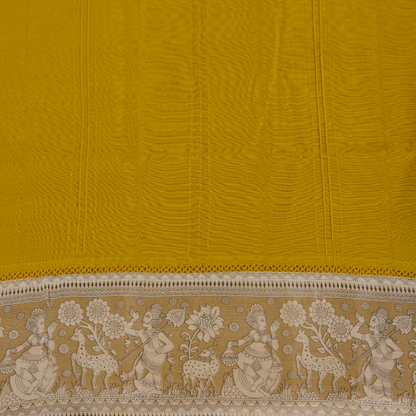 Yellow Chanderi Suit with Katha Stitch Daman & Printed Dupatta