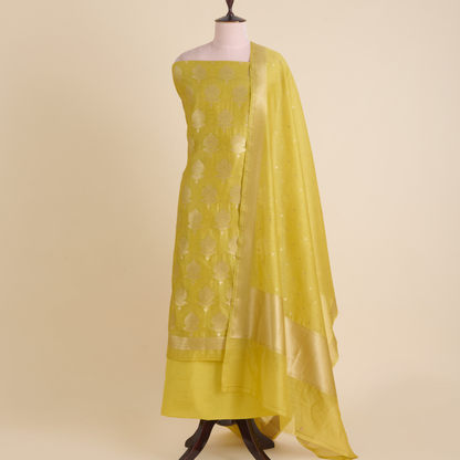 Yellow Chanderi Zari Woven Suit with Matching Dupatta