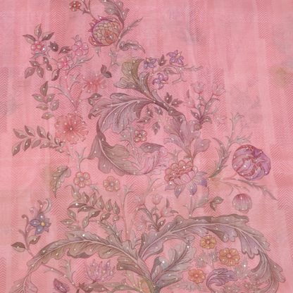 Pink Chanderi Woven Printed Kurta Set with Dupatta