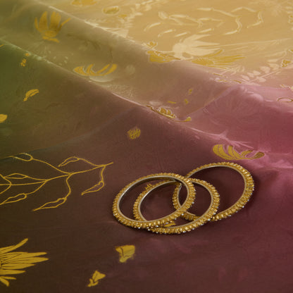 4D Double Georgette Jacquard with Gold Lurex Buti Fabric