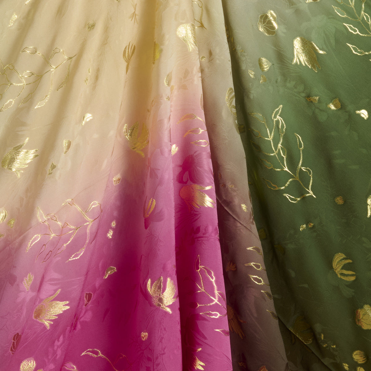 4D Double Georgette Jacquard with Gold Lurex Buti Fabric