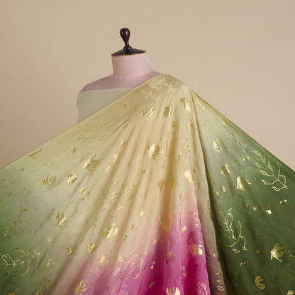 4D Double Georgette Jacquard with Gold Lurex Buti Fabric