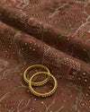 Brown Dupion Silk with Jaal Buta Print & Sequin Kasab Work
