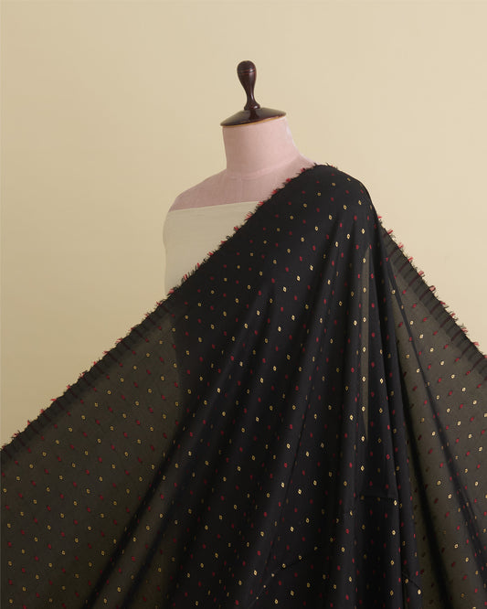 Black Dola Silk Self Woven Resham Minakari Barfi Buti