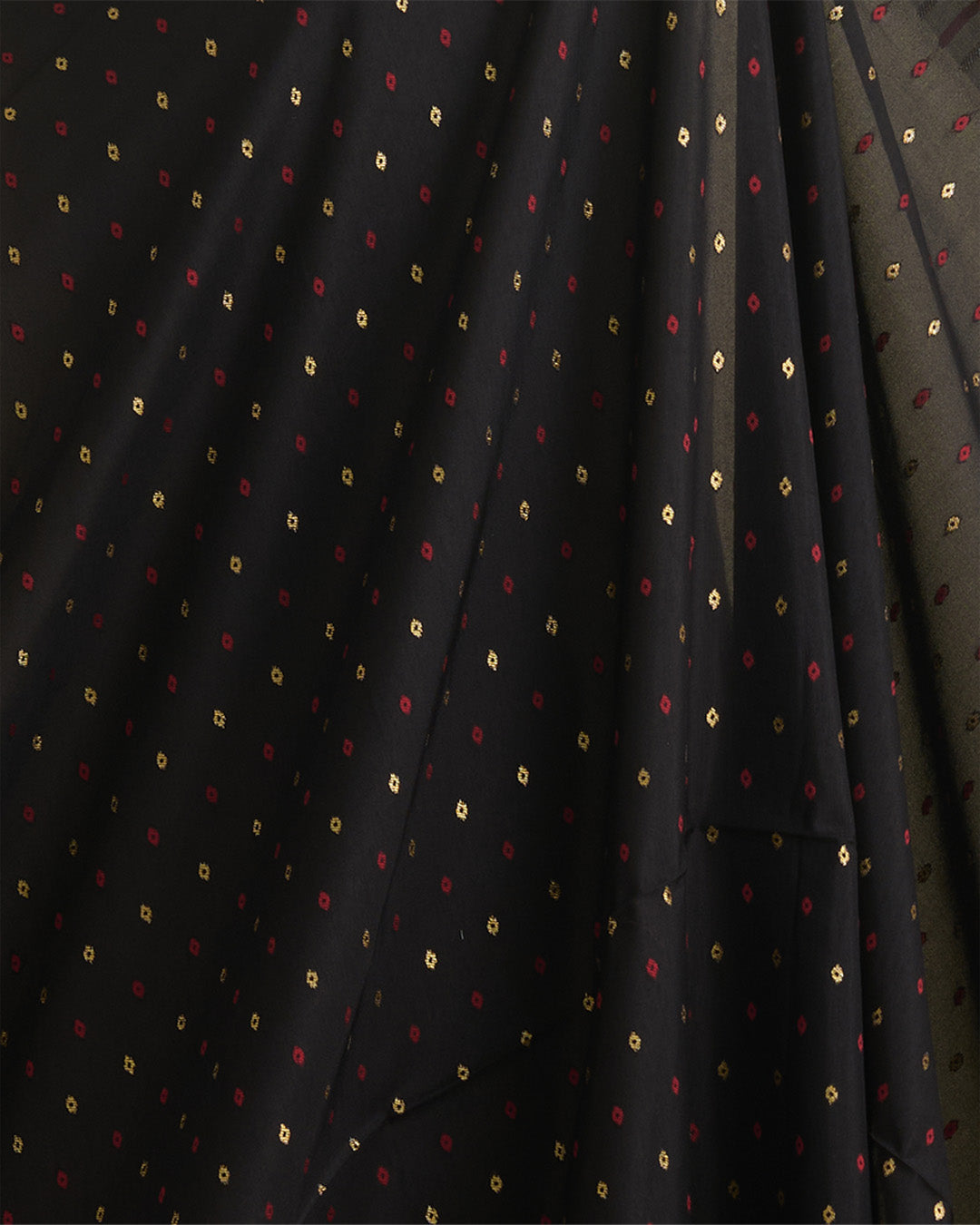 Black Dola Silk Self Woven Resham Minakari Barfi Buti Dupatta