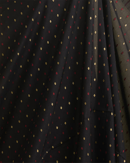 Black Dola Silk Self Woven Resham Minakari Barfi Buti