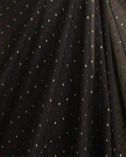 Black Dola Silk Self Woven Resham Minakari Barfi Buti