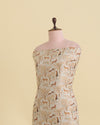 Ivory Dupion Jacquard Figure Printed Zari Woven